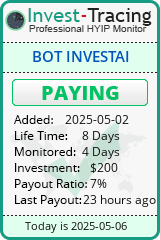 Monitored by Invest-Tracing.com HYIP Monitor-Invest-Tracing.com
