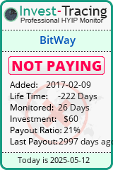 Monitored by Invest-Tracing.com HYIP Monitor-Invest-Tracing.com